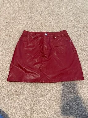 fab'rik Burgundy Faux Leather Mini Skirt